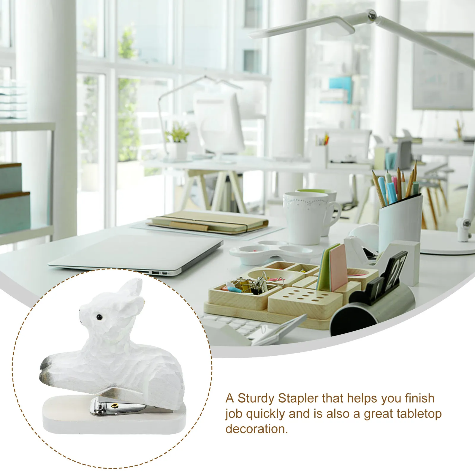 Animal Wooden Stapler Multifunctional Metal Desktop Decoration Office Supplies Mini Stapler Paper Organizer Kid Adult Stationery
