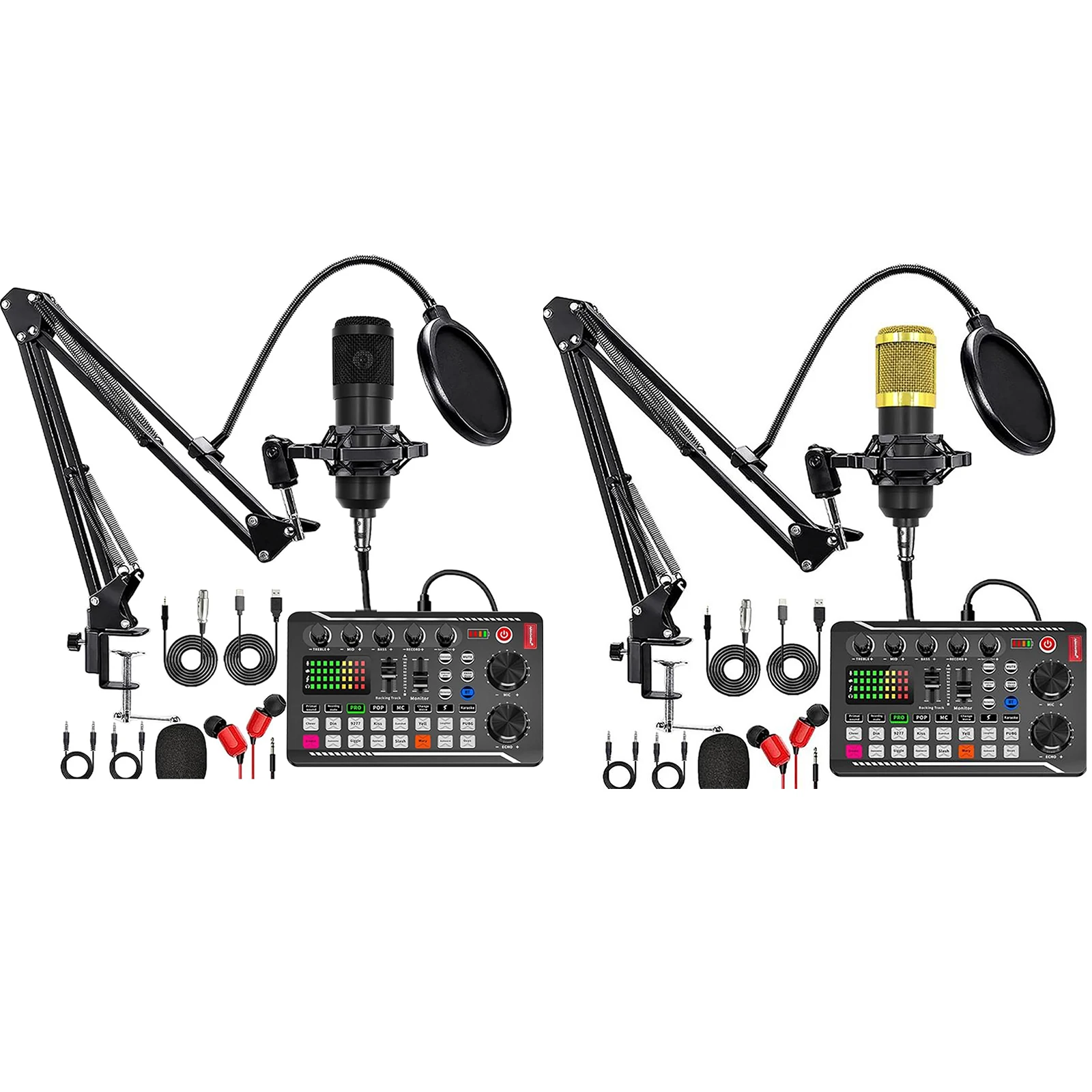 

DJ Mixer Voice Changer with Sound Card Audio Mixer Noise Cancelling Studio Condenser Microphones Live Streaming Microphone Set