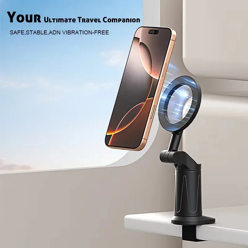 

MagSafe-Certified Phone Holder for Airplane Seat Pocket – Foldable Travel Stand
