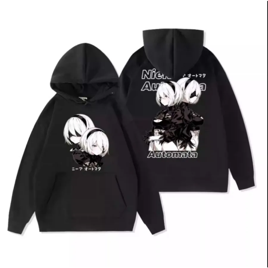 Game NieR Automata 2B YoRHa No. 2 Type B Cosplay Hoodie Women Men Harajuku Sweatshirt Streetwear Hip Hop Pullover Hooded Jacket