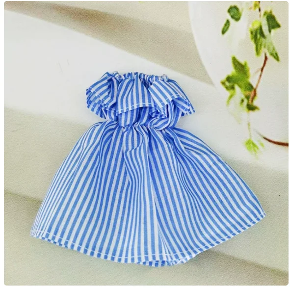 1/6 Scale Blue and pink Striped Strapless Dress Model for 12''Body DIY Accessories
