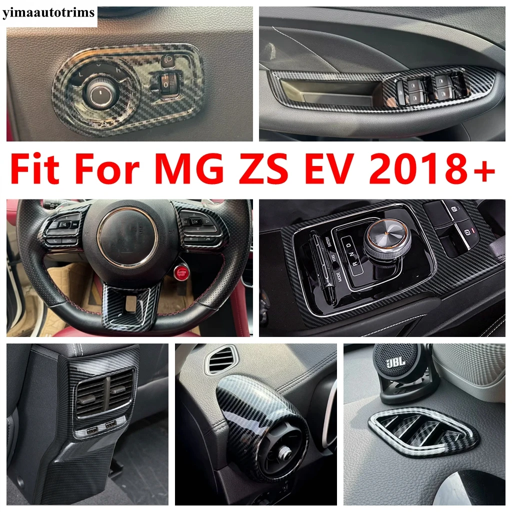 

For MG ZS EV 2018 - 2024 Carbon Fiber Front Upper Air Conditioning AC Vent Outlet Cover Trim Sticker ABS Accessories Car Styling