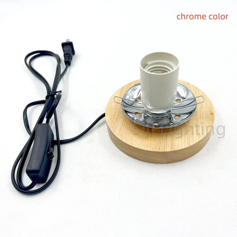 E27 Socket Lamp Holder Glass Rattan Ball Lamp Base Hemp Ball Lampshade Wooden Retro Desk Lamp E27 Lamp Base Lighting Accessories