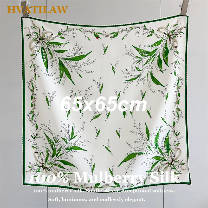 

Elegant 65x65cm Real Silk Scarf Women 100% Pure Silk Square Neck Scarf Luxury Hair Bandana Small Head Scarf Foulard Female Gift