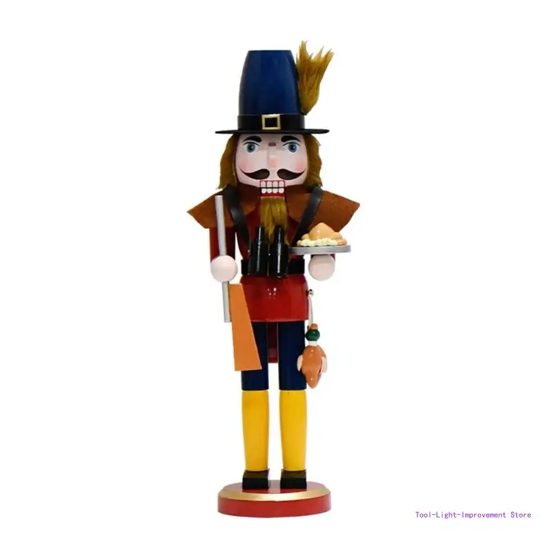 

C63E 38cm Nutcrackers Soldier Hunter Figures Christmas Puppet for Desktops Ornament Holiday Table Centerpieces