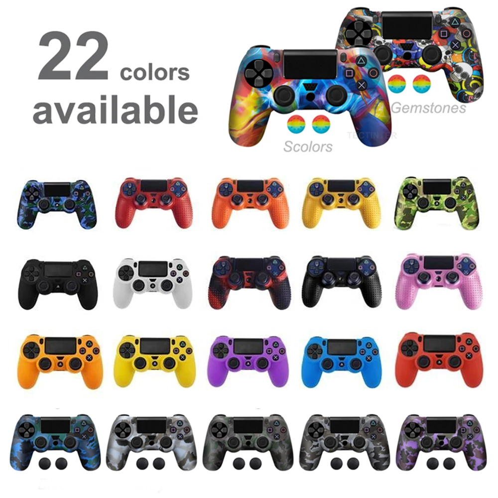 25สีซิลิโคน Camo ผิวป้องกันเคสสำหรับ Sony Dualshock 4 Ps4 Playstation 4 Pro Slim Controller Thumb Grip จอยสติ๊ก