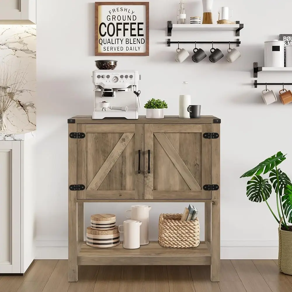 

Консольный столик для дивана, кофейный барный шкаф, прихожий столик 31.5 x 13.8 x 34.65 дюймов с 2 шкафчиками для хранения, в стиле фермерского дома
