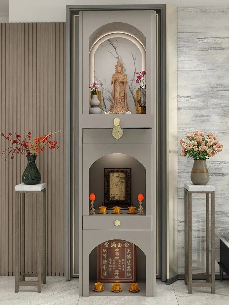God of Wealth Cabinet Home Guanyin Bodhisattva Worship Cabinet Buddha Shrine Altar Ancestor Earth God Cabinet
