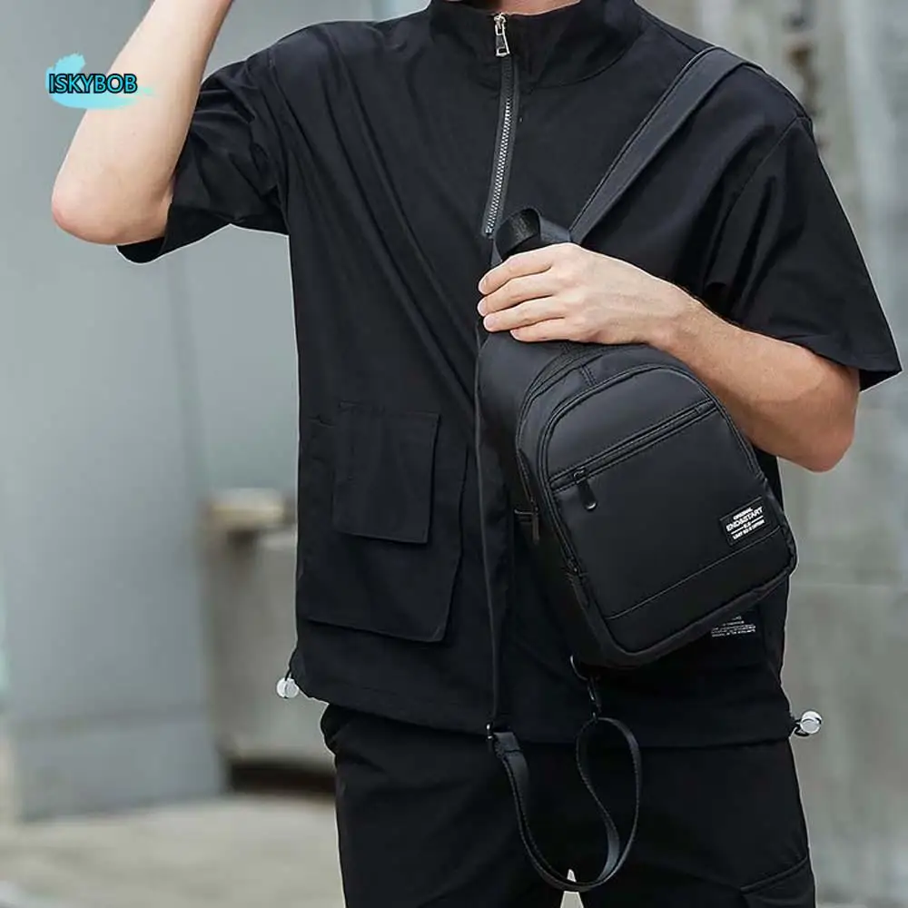 

Черный мужской рюкзак из ткани Оксфорд, черная водонепроницаемая сумка большой емкости, гладкая водонепроницаемая сумка с защитой от брызг воды