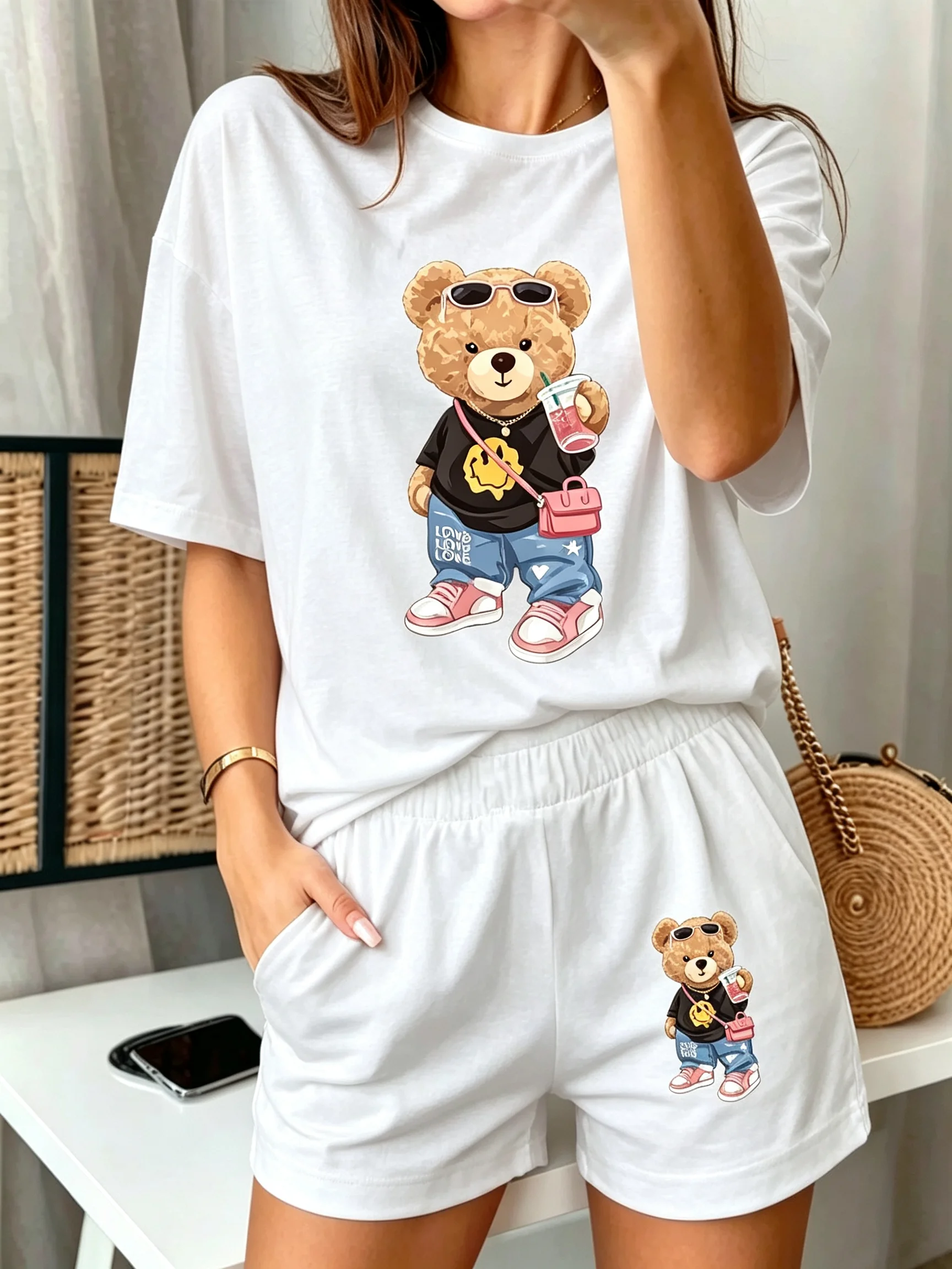 Neuer Trend Damen Baumwoll-T-Shirt Frühling Sommer Täglich Lässige Mode O-Ausschnitt Kurzarm-Oberteil Weibliches Komfort-Shirt für Zuhause und Outdoor – Detail 8