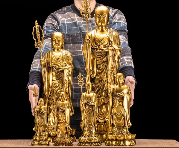 GOOD  Ksitigarbha Bodhisattva Buddha figure # Buddhist disciple HOME family efficacious Protection FENG SHUI copper statue 24 CM