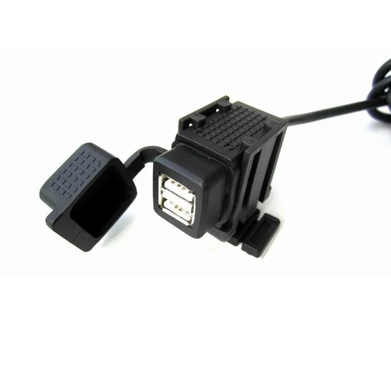 Motorcycle Dual USB Charger Socket Power Adapter With 150Cm Cable For GPS Navigation For Phone Satellite Satnav EU Plug