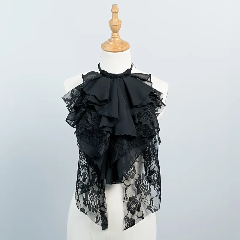 

Новый трансграничный аксессуар для косплея на Хэллоуин: шифоновый воротник-нагрудник, ретро-шарф с регулируемым оборчатым краем