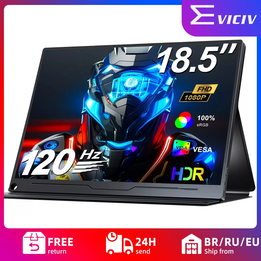 eviciv 185 monitor portatil para portatil 100 srgb 1080p hdr sync ips hdmi usb c 120hz ecra de jogos para samsung dex steam deck 01