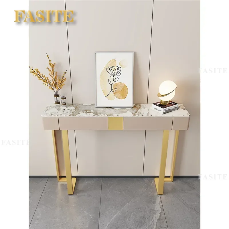 For Italian Rock Slab Entryway Cabinet Living Room Integrated Storage Light Luxury Console Table Modern Wall Mounted Narrow