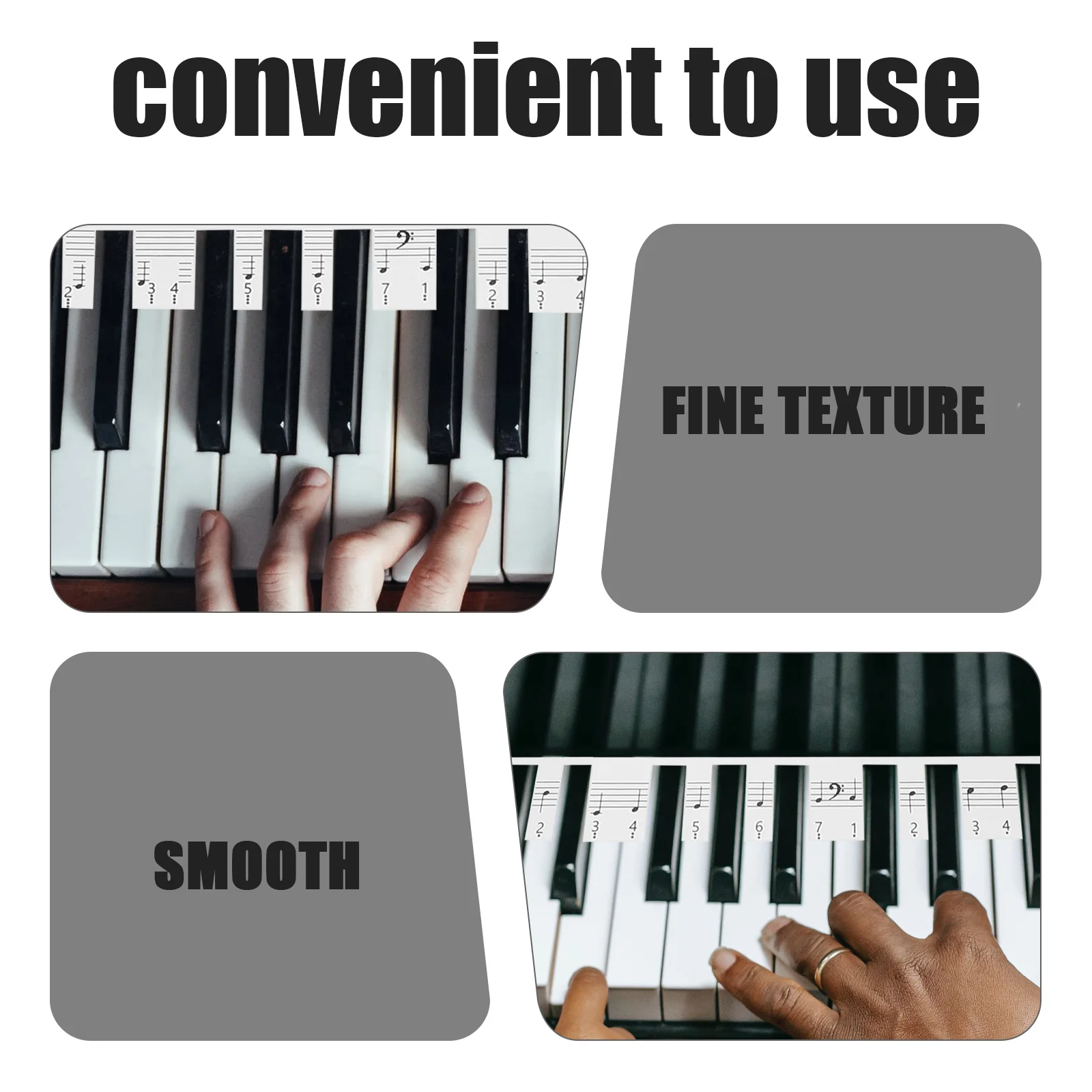 

2Pcs Piano Keyboard Sticker 88-Key Beginner Decal Easy to Paste Tear Off No Glue Piano Introductory Label Durable