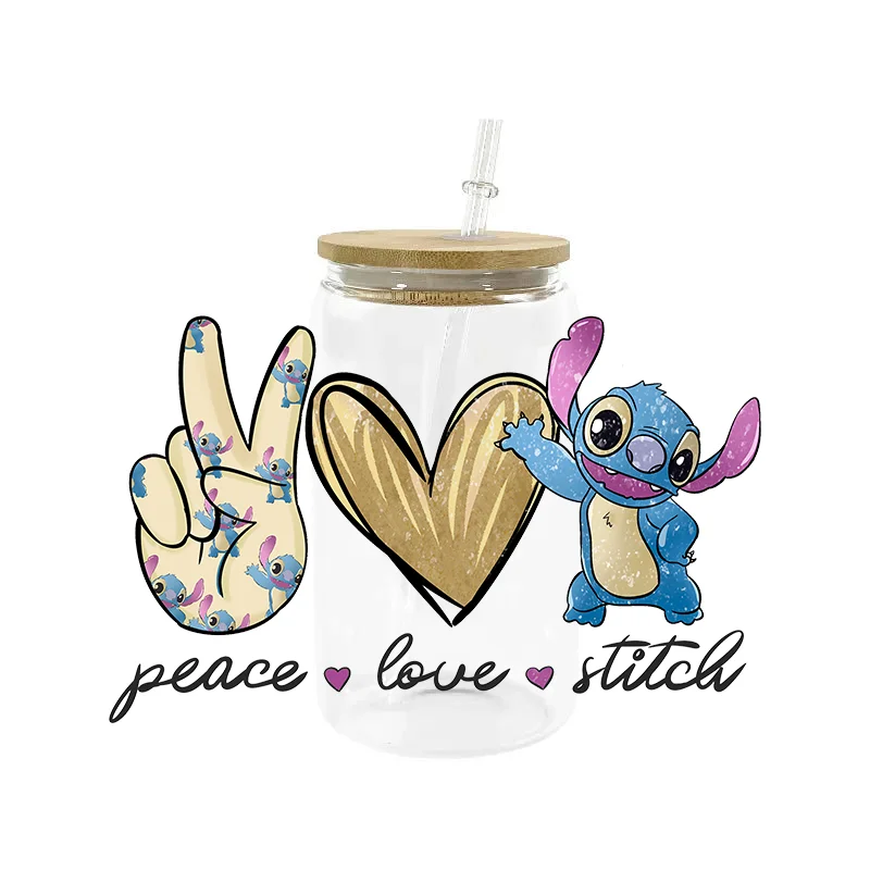 Mixed 3D Cartoon Stitch 16oz DTF Cups Cool Personalize UV Wrap Transfer Sticker Custom Labels DIY Logo Selfadhesive Waterproof