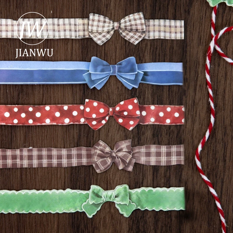 JIANWU Gift Notes Series Vintage Bow Tie Landscape Material Collage Scrapbooking Tape Creative DIY Journal Stationery