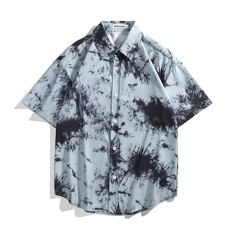 2026 Hawaii Men's Shirt Summer Ink Painting T-shirt Beach Flower Print Short Sleeve Button Collar Large Size Shirt Men's Top