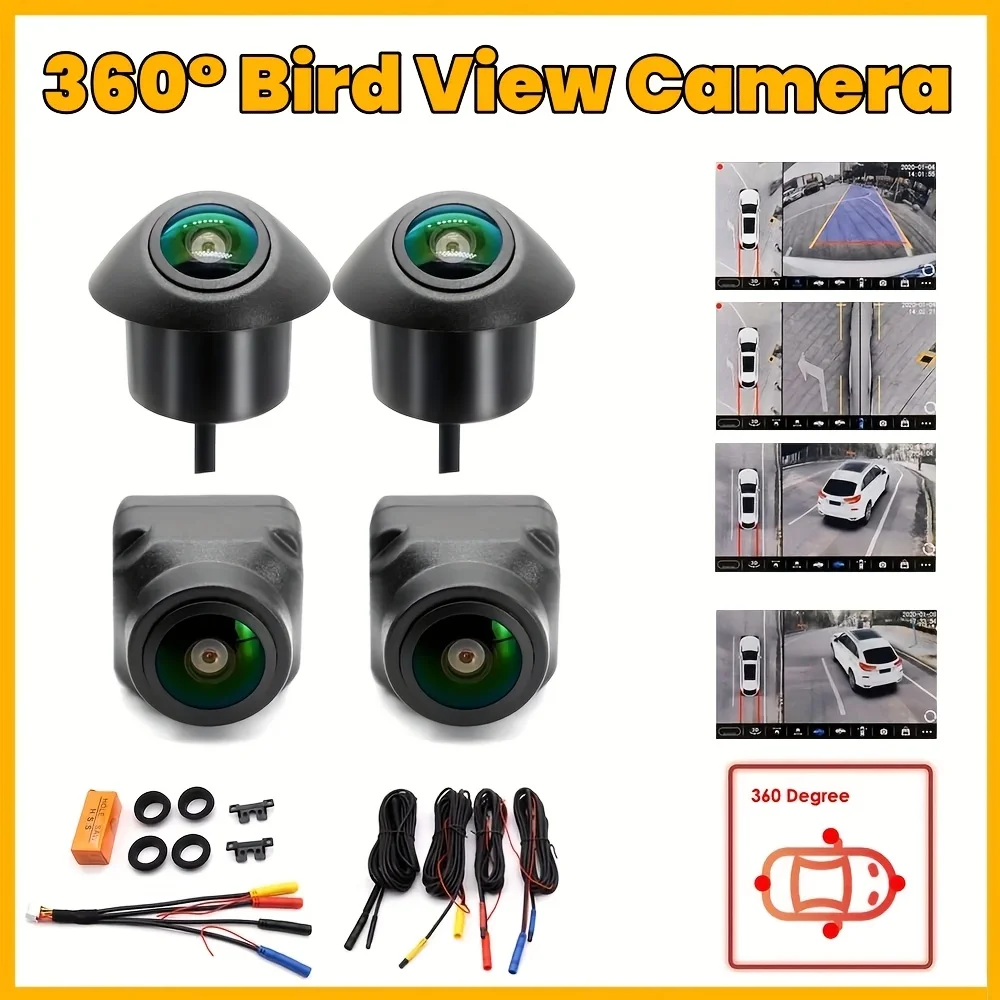 

QueenDer 360° Panoramic Car Camera with Night Vision,4-Way Surround View (Right, Left, Front, Rear) - Compatible