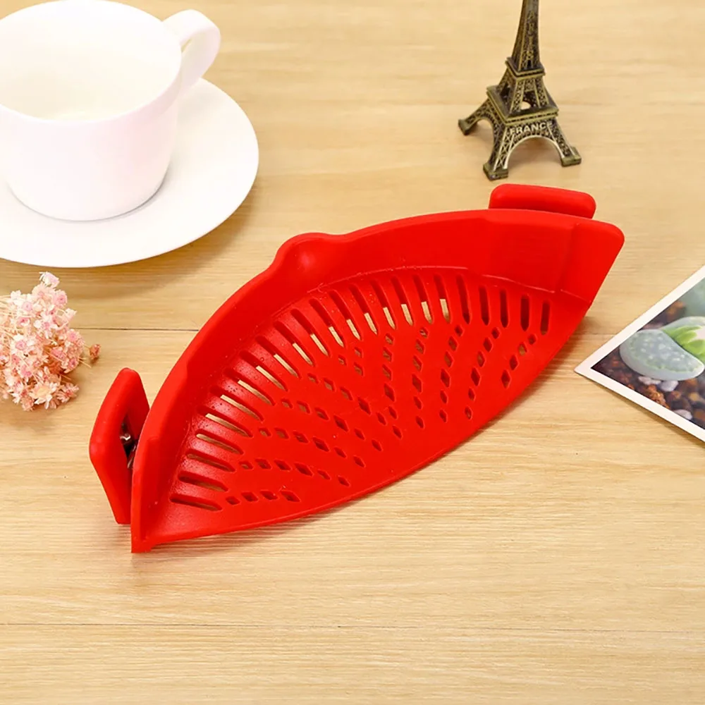 1pc Clip On Strainer for All Pots and Pans Silicone Pasta Strainer Clip Collapsible Colander for Noodle,Vegetables,Spaghetti