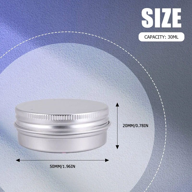 30 Pack Screw Top Round Metal Lip Balm Tins Containers Lids (1Oz)