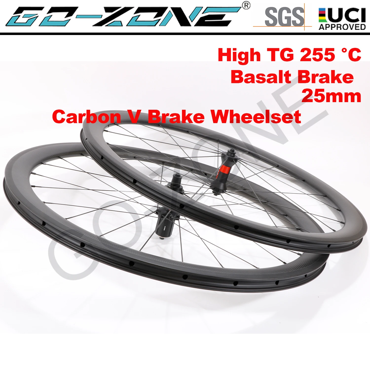 

UCI Quality Carbon 700c Rim Brake Wheelset Clincher Tubeless Tubular 25mm Width Basalt Brake Edge Carbon Road Rim Brake Wheels