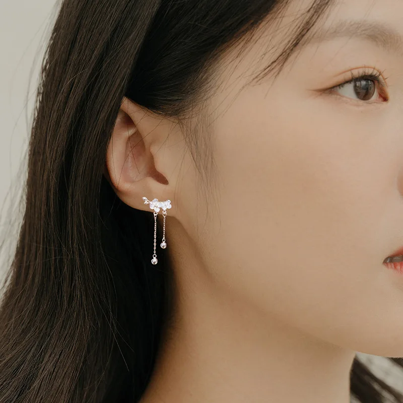 100% 925 Sterling Silver Flower Earring for Women Girl Fashion Plum Blossom Geometric Design Jewelry Party Gift Dropshipping