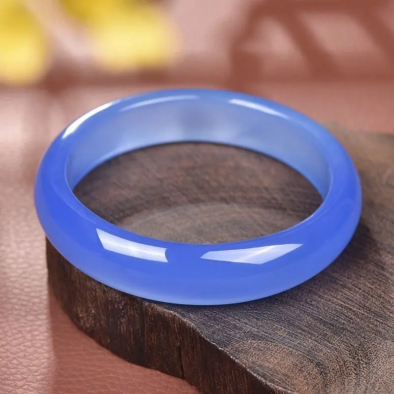 

Браслет из натурального ледяного синего агата, классические модные женские украшения