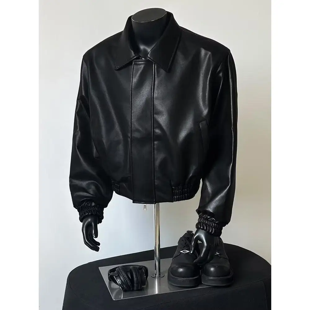 

Classic eepskin ort Jaet Spring Autumn New Sle Elastic Waist Design Young Sle Motorcycle Jaet Women's Outerwear