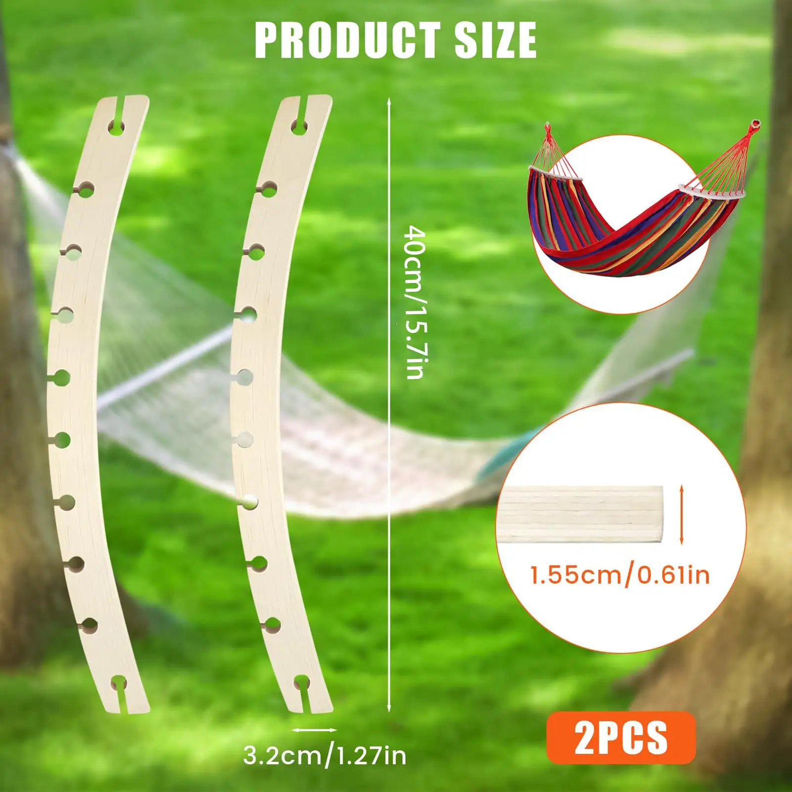 Spreader Bar Hammock 2 Pieces 10-Hole Wooden Swing Crossbars Parts Hammocks Replacement Accessories For Outdoor Patio Camping