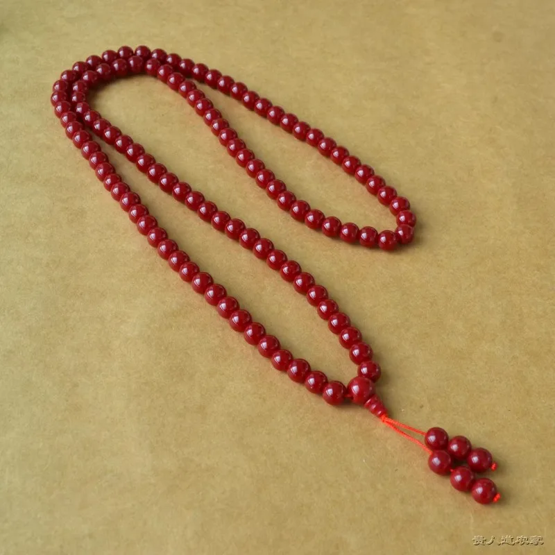 

Браслеты Jujube glazed 108, многослойные красные браслеты cinnabar, женское длинное ожерелье, украшения из бусин