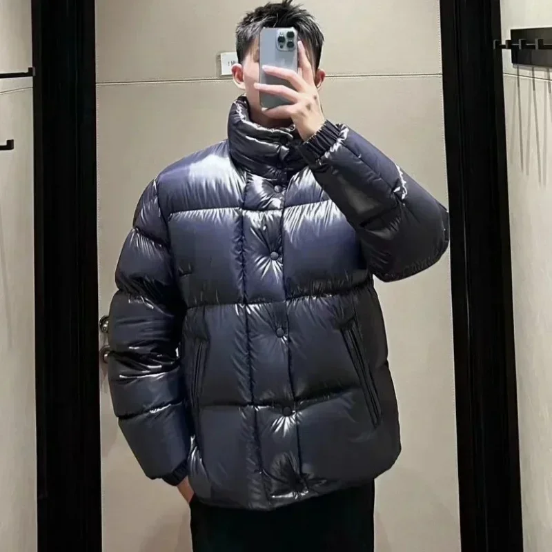 

Moncl * R solid color windproof crop puffer jacket unisex winter thick short style 90% white goose down jacket mens outerwear