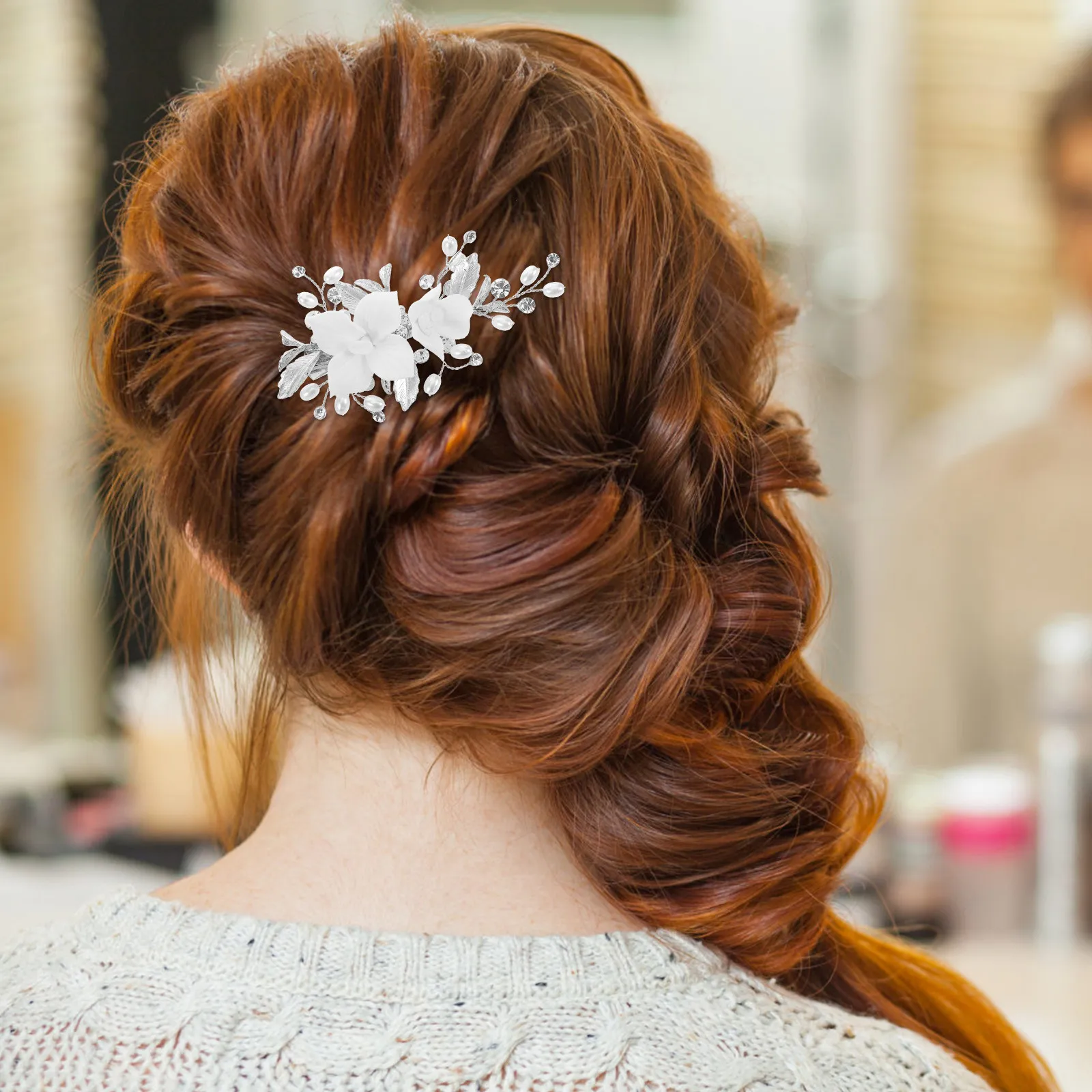 Ceramic Flower Bridal Hair Clip Elegant Design Secure Hold Wedding Hair Accessories for Women Floral Pin Flower Accessories