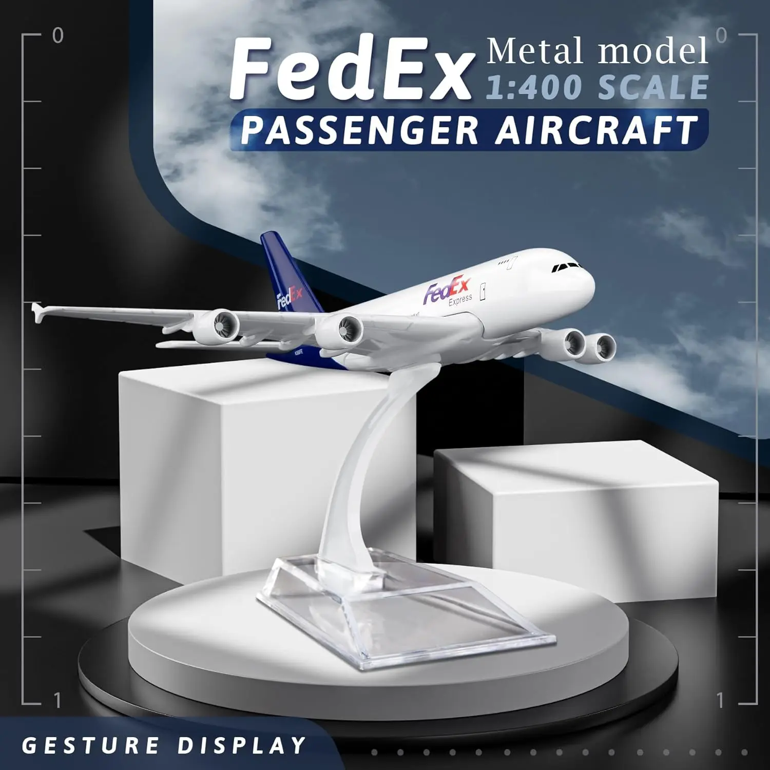 A380 نموذج طائرة طائرة فيديكس الخطوط الجوية 16 سنتيمتر 1/400 مقياس الطائرات دييكاست ألعاب معدنية نموذج طائرة عرض الأطفال