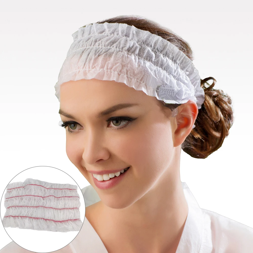 

100 шт. тканевая одноразовая повязка для волос эластичная водонепроницаемая нетканая повязка на голову для дома