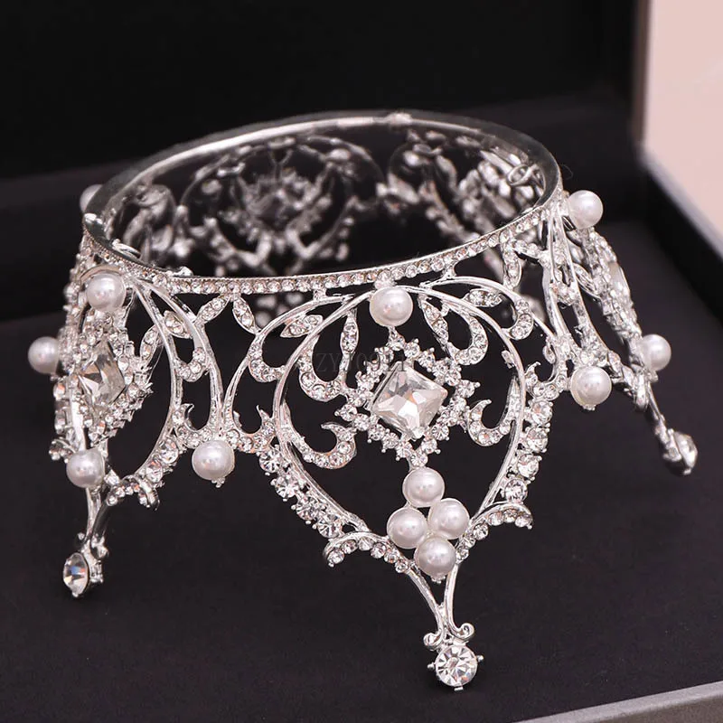 * Moda de lujo, gran círculo completo, diamantes de imitación, Tiara de princesa reina y corona, tocado de novia, accesorios de joyas para el cabello de boda ML