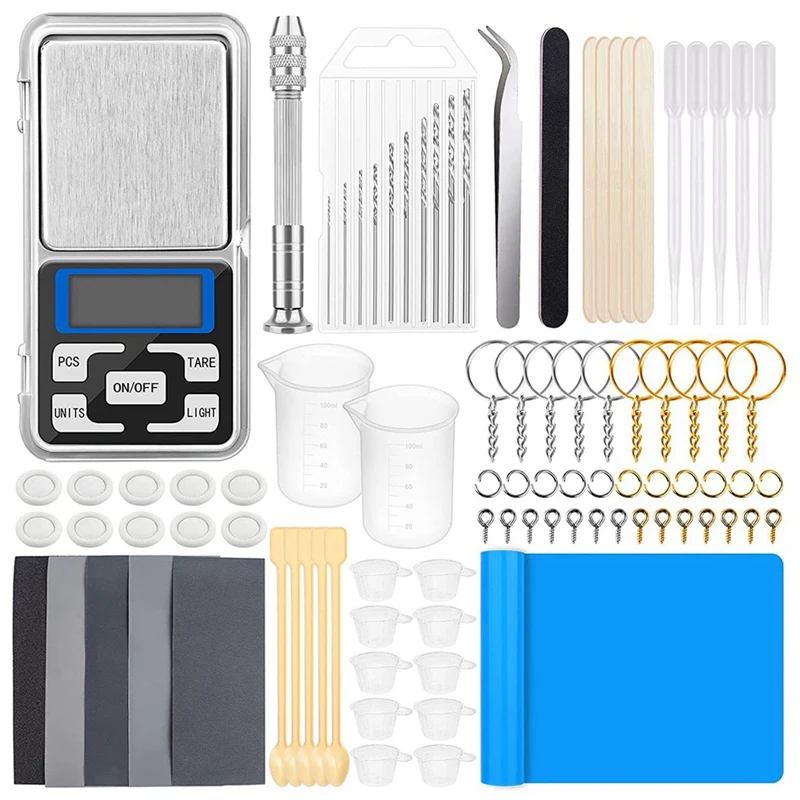 194Piece Resin Tools, Resin Starter Kit With Digital Pocket Scale, Silicone Craft Mat, Bits, Mix Cup, Sandpaper