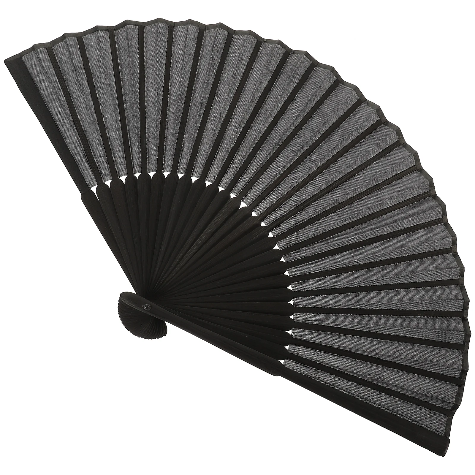 

Man Fabric Folding Fan Simple Practical Lightweight Folding Fan for Man Male Men (Black, With Bag Pattern)