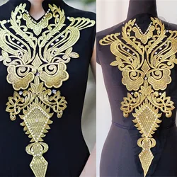 Patch Evening Dress Gold Colored Shirt with Chest Decal Fashion Show Etiquette Clothing Embroidery Supplies