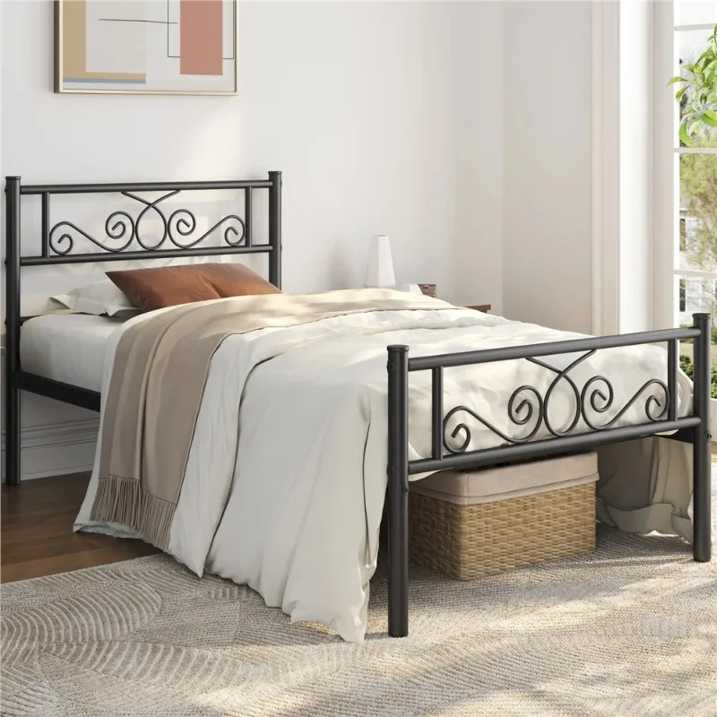 

Jocelyn Modern Scroll Metal Platform Twin Bed, Black，Strong and durable metal titles