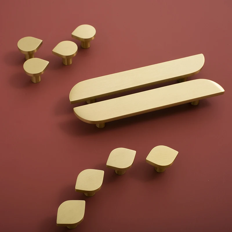 Furniture T-Bar Nordic Bedroom Wardrobe Door Handles Solid Brass Handles Kitchen Cabinet Drawer Matte Gold Long Handle Knobs