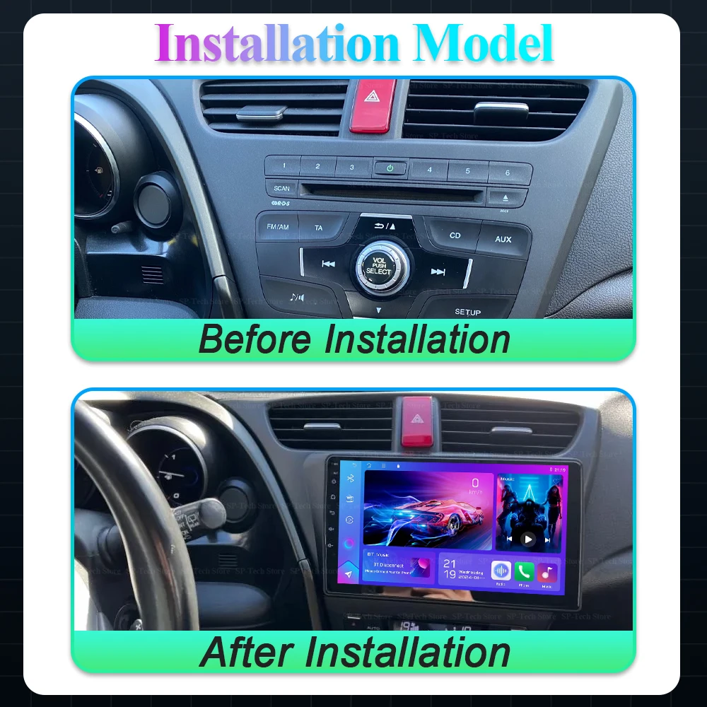 Android 16 Car Radio For Honda Civic Hatchback 2012 -2017 Wireless Carplay Android Auto Rds 5g Wifi Autoradio Head Unit Gps Rds