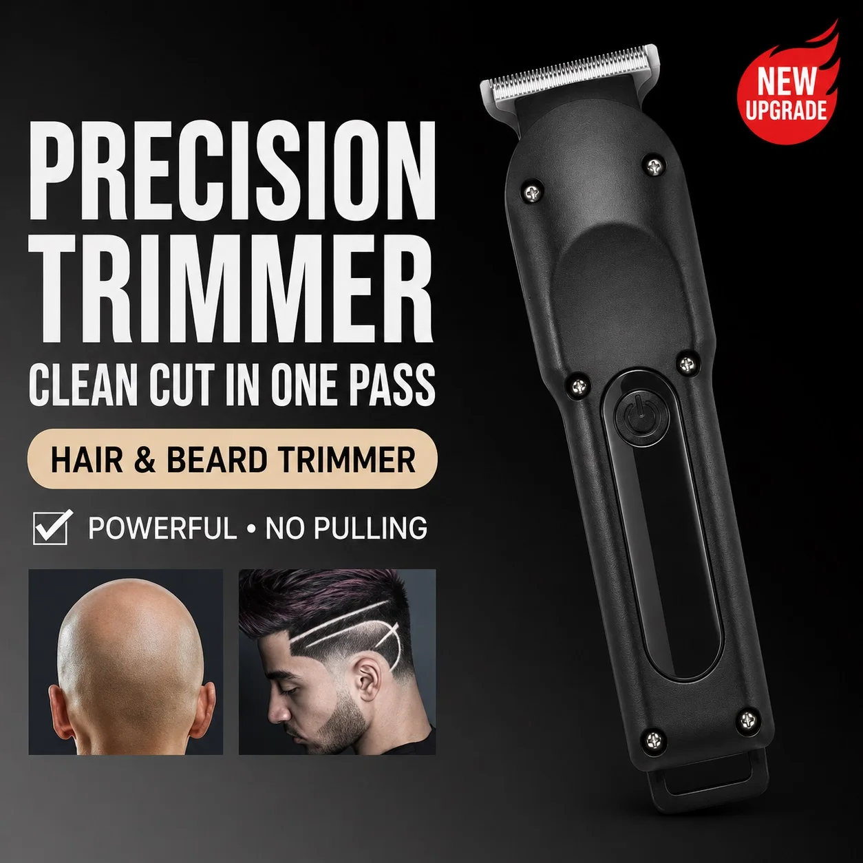 Professional Hair Clipper for Men, Barber Shop-Grade, Gradient Trimming, Bald Head Trimming, Self-Haircut Tool, Home Electric Hair Trimmer, Salon-Level T-Blade, USB Charging, Digital Power Display, Type-C Fast Charging, Wireless, Low Noise, Retro Oil-Head Electric Clipper