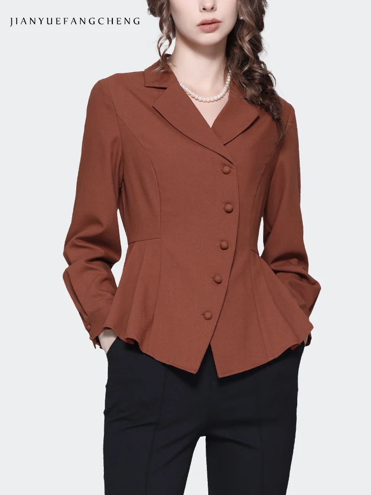 Fashion Suit Collar Women' Candy Color Shirt Casual Blazer 2024 Spring Summer Long Sleeve Slim CInched Waist Jacket Tops