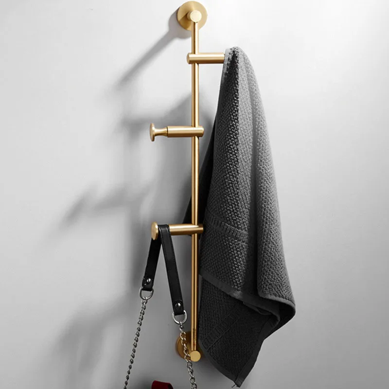 

Nordic Modern Design Brass Hook in Brushed Gold Rotating Coat and Toilet Hanging Rod Rack Wall Mounted Storage for Hotels