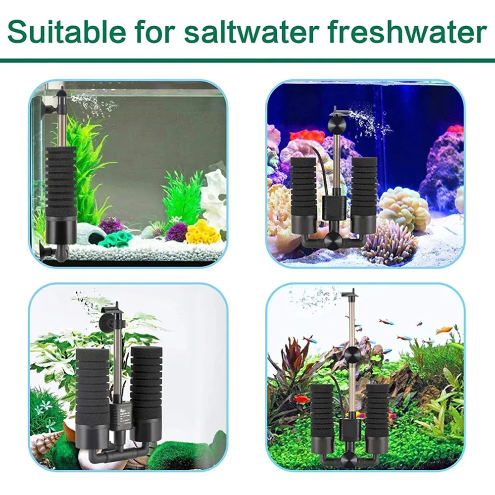 Aquarium Filter for Aquarium Fish Tank Air Pump Skimmer Biochemical Sponge Filter Sponge Clean Water Circulation Fish Farming 3W image 3