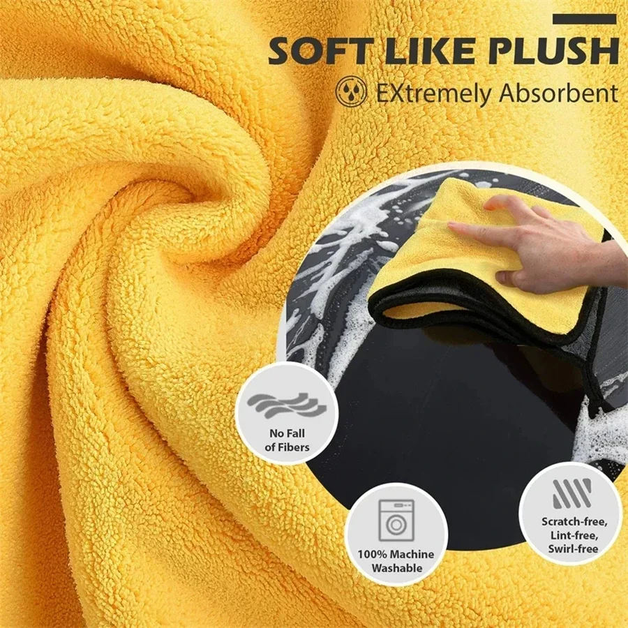 1/2/6 Pack Car Cleaning Cloth Professional Cleaning Car Wiping Microfiber Towel Car Wash Towel Accessories