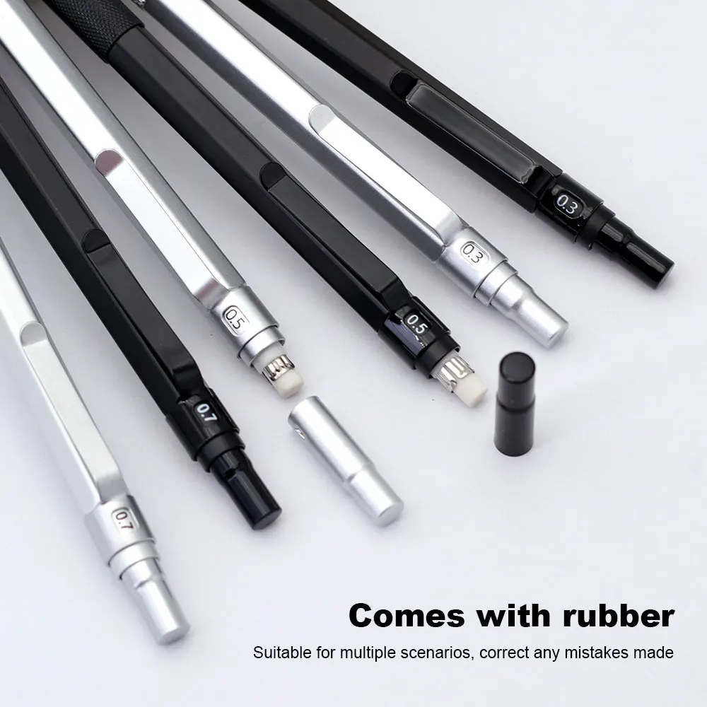 0,5/0,7/0,9/2,0mm Metall-Druckbleistift-Set mit Ersatzminen, Mechanischer Bleistift für Skizzen, Schule und Schreibwaren – Detail 9