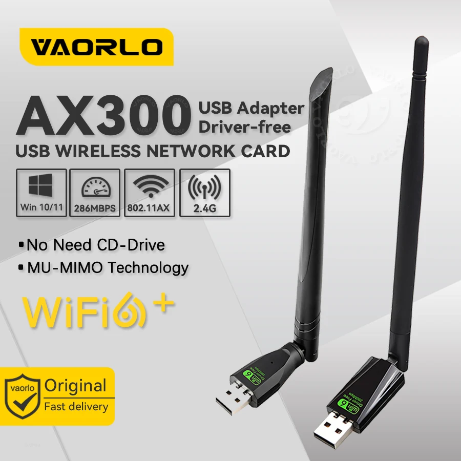 

New WIFI 6 USB Adapter AX286 Network Card Adapter 2.4GHz Wi-Fi Dongle 802.11AX Antenna Signal Receiver for Laptop Windows 10 11
